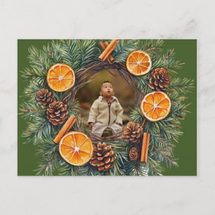 Cartes Pour Fêtes Annuelles Personnalisez Noël avec une photo de couronne