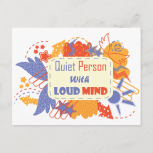 Cartes Pour Fêtes Annuelles Personne calme avec une pensée forte bleu jaune