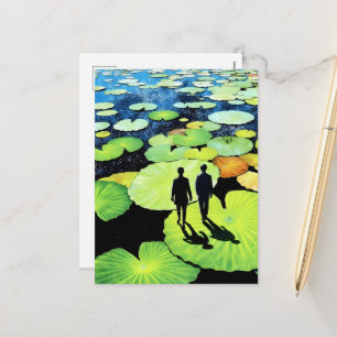Cartes Pour Fêtes Annuelles Personnes surréalistes marchant sur des nénuphars