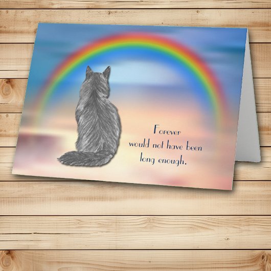 Cartes Pour Fêtes Annuelles Perte de gris chat Rainbow Sympathy Card