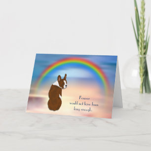 Cartes Pour Fêtes Annuelles Perte de Red Boston Terrier Rainbow Sympathy Card