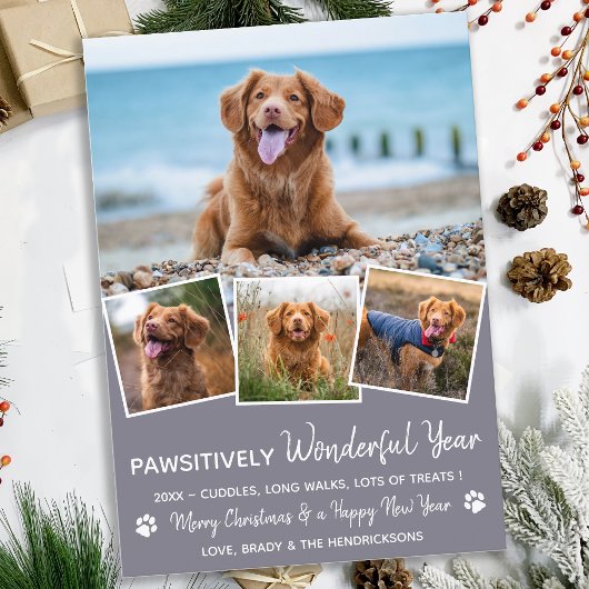 Cartes Pour Fêtes Annuelles Pet Year in Review Custom Cute Dog Photo Collage