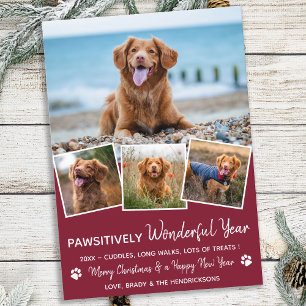 Cartes Pour Fêtes Annuelles Pet Year in Review Red Dog Photo Collage