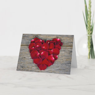 Cartes Pour Fêtes Annuelles Pétales de rose rouge cœur