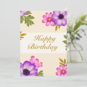 Cartes Pour Fêtes Annuelles Pétales en Harmonie - Anemone et Cosmos Anniversai (Debout devant)