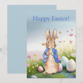 Cartes Pour Fêtes Annuelles Peter le lapin de Pâques Joyeux Pâques (Devant / Derrière)