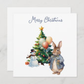 Cartes Pour Fêtes Annuelles Peter le sapin de Noël du lapin (Devant / Derrière)