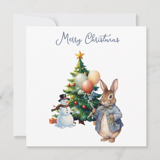 Cartes Pour Fêtes Annuelles Peter le sapin de Noël du lapin (Devant)