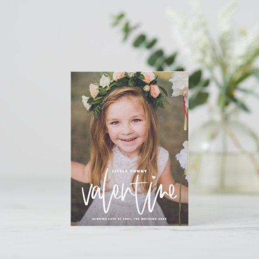 Cartes Pour Fêtes Annuelles Petit Amusant Saint Valentin Main Lettré Photo (Debout devant)