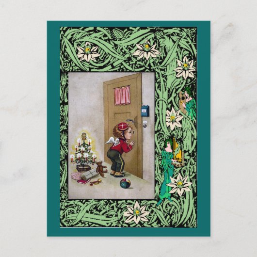 Cartes Pour Fêtes Annuelles Petit ange à la porte (Devant)