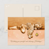 Cartes Pour Fêtes Annuelles Petit Angle de vacances couché (Devant / Derrière)