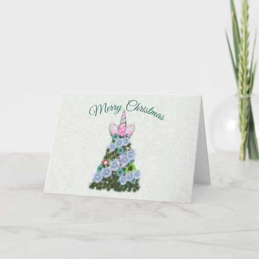 Cartes Pour Fêtes Annuelles Petit arbre de Noël Unicorne (Devant)