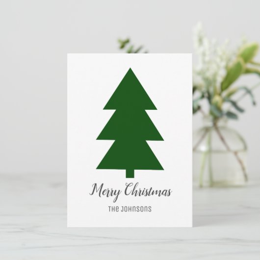 Cartes Pour Fêtes Annuelles Petit arbre de Noël vert propre simple (Debout devant)