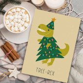 Cartes Pour Fêtes Annuelles Petit arbre simple Rex Dinosaur Noël Enfants