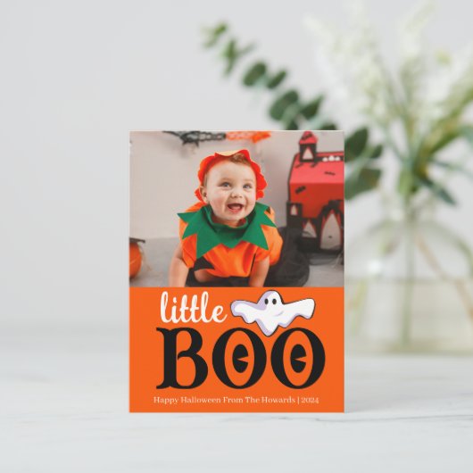 Cartes Pour Fêtes Annuelles Petit Boo ! Éffrayant Cute Halloween Photo de fami (Debout devant)