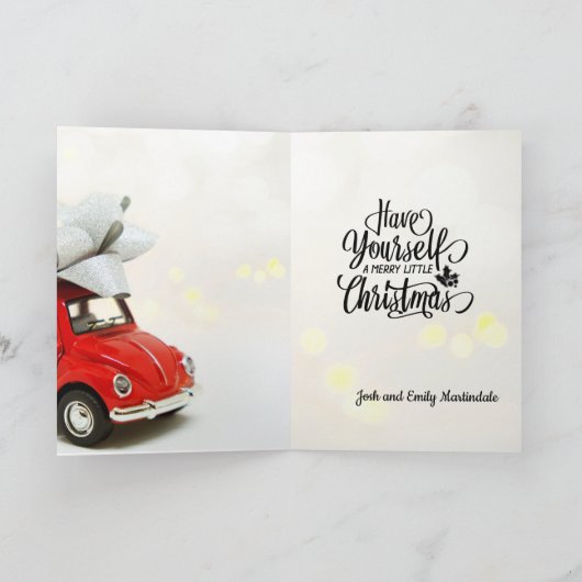 Cartes Pour Fêtes Annuelles Petit Bug avec Bow, Petite voiture jouet, Noël (Intérieur)