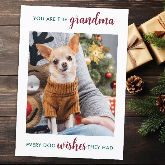 Cartes Pour Fêtes Annuelles Petit chien grand-mère Noël Personnalisé Animaux d