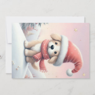 Cartes Pour Fêtes Annuelles Petit chiot de Noël en chapeau santa