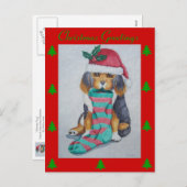 Cartes Pour Fêtes Annuelles petit chiot noir et brun à noël (Devant / Derrière)