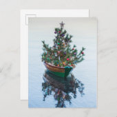 Cartes Pour Fêtes Annuelles Petit dory avec sapin de Noël (Devant / Derrière)