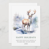 Cartes Pour Fêtes Annuelles Petit Élégant Cerf Arbre de Noël Entreprise (Devant / Derrière)