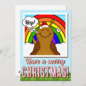 Cartes Pour Fêtes Annuelles Petit Escargot avec Arc En Ciel Joyeux Noël | (Devant / Derrière)