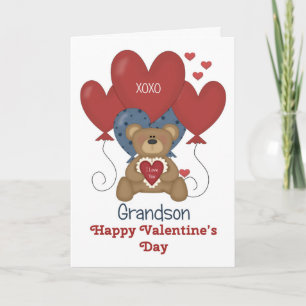 Cartes Pour Fêtes Annuelles Petit-fils, ours et ballons Valentine