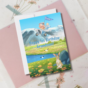 Cartes Pour Fêtes Annuelles Petit-fils pour le premier anniversaire d'un garç