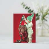 Cartes Pour Fêtes Annuelles Petit garçon décorant un chien (Debout devant)