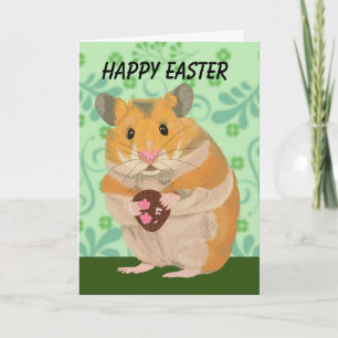 Cartes Pour Fêtes Annuelles Petit hamster mignon tenant un oeuf de Pâques