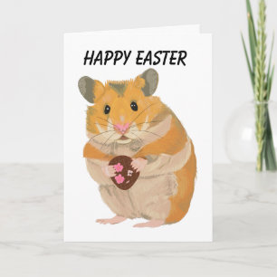 Cartes Pour Fêtes Annuelles Petit hamster mignon tenant un oeuf de Pâques