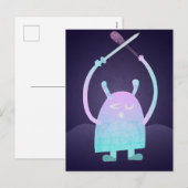 Cartes Pour Fêtes Annuelles Petit Monstre Bleu (Devant / Derrière)