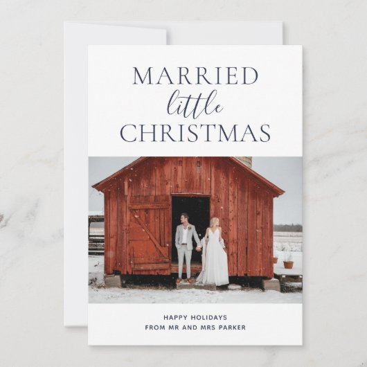 Cartes Pour Fêtes Annuelles Petit Noël bleu Script photo moderne (Devant)