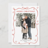 Cartes Pour Fêtes Annuelles Petit Noël Boho Rouge Bow Ribbon 2 Photo (Devant)