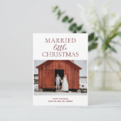 Cartes Pour Fêtes Annuelles Petit Noël Mariné Rouge Script photo moderne (Debout devant)