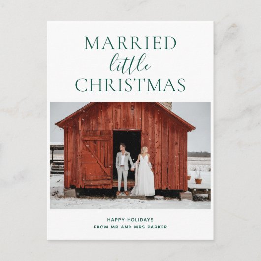 Cartes Pour Fêtes Annuelles Petit Noël Mariné vert Script photo moderne (Devant)