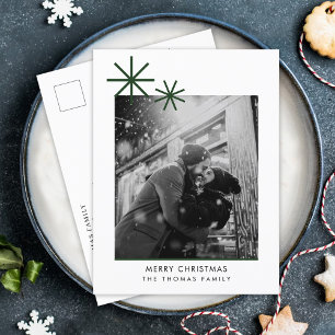 Cartes Pour Fêtes Annuelles Petit Noël Simple Photo Verte
