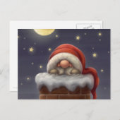 Cartes Pour Fêtes Annuelles Petit Père Noël dans une cheminée (Devant / Derrière)