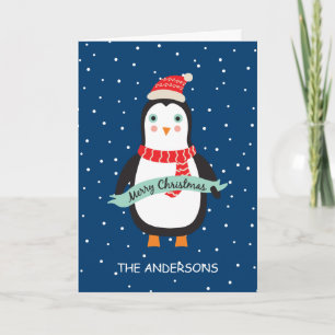 Cartes Pour Fêtes Annuelles Petit pingouin mignon personnalisé de Noël