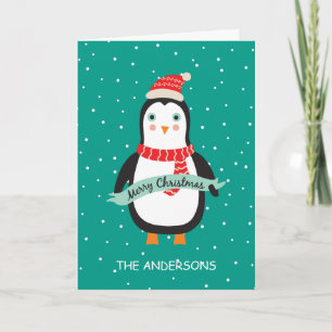 Cartes Pour Fêtes Annuelles Petit pingouin mignon personnalisé de Noël