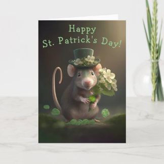 Cartes Pour Fêtes Annuelles Petit Rat doux aux fleurs Saint Patrick's Day