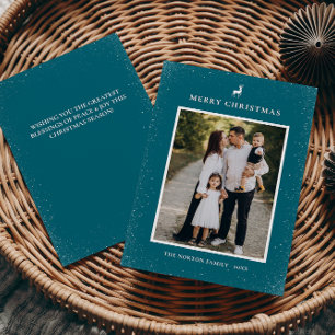 Cartes Pour Fêtes Annuelles Petit renne Snowflakes Simple Photo personnalisée