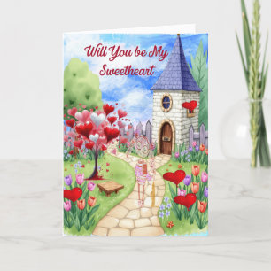 Cartes Pour Fêtes Annuelles Petit Village Amour de la Saint-Valentin