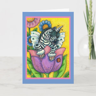 Cartes Pour Fêtes Annuelles PETIT ZEBO WHIMSYNICKER, ZEBRA UNICORN Blank Holi
