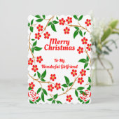 Cartes Pour Fêtes Annuelles Petite amie Élégante Joyeux Noël Rouge Rose Vert (Debout devant)