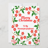 Cartes Pour Fêtes Annuelles Petite amie Élégante Joyeux Noël Rouge Rose Vert (Devant)