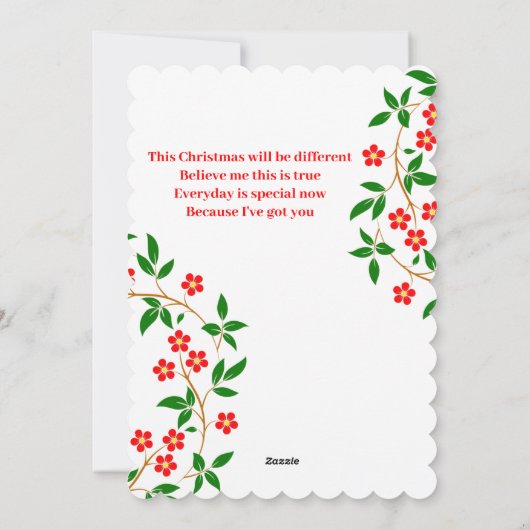 Cartes Pour Fêtes Annuelles Petite amie Élégante Joyeux Noël Rouge Rose Vert (Dos)