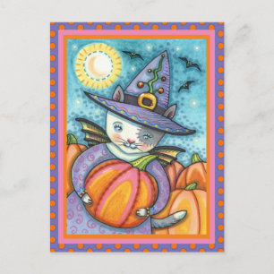CARTES POUR FÊTES ANNUELLES PETITE CUISINE DE CHAT DE BAT, CUTE & COLORÉE