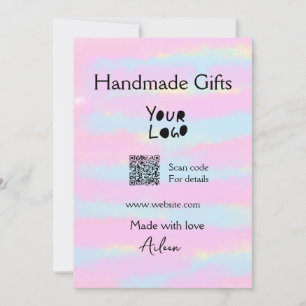 Cartes Pour Fêtes Annuelles Petite entreprise cadeaux faits main de l'amour QR