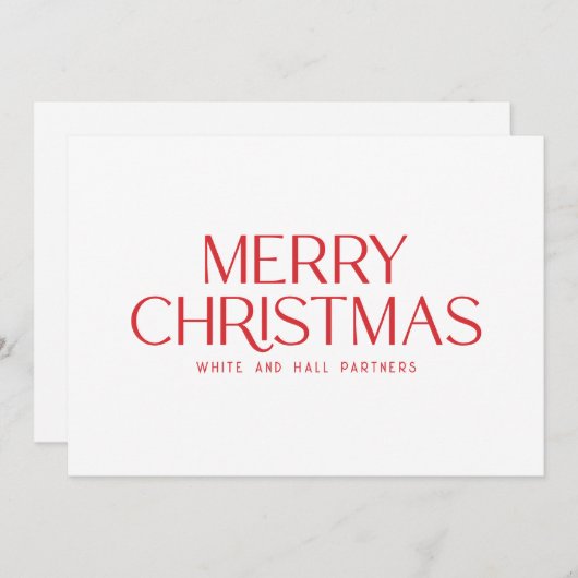 Cartes Pour Fêtes Annuelles Petite entreprise de Noël | Rouge blanc (Devant / Derrière)